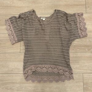 Y2K vintage 2000’s sheer knit mesh striped lace midi bell sleeve pullover top